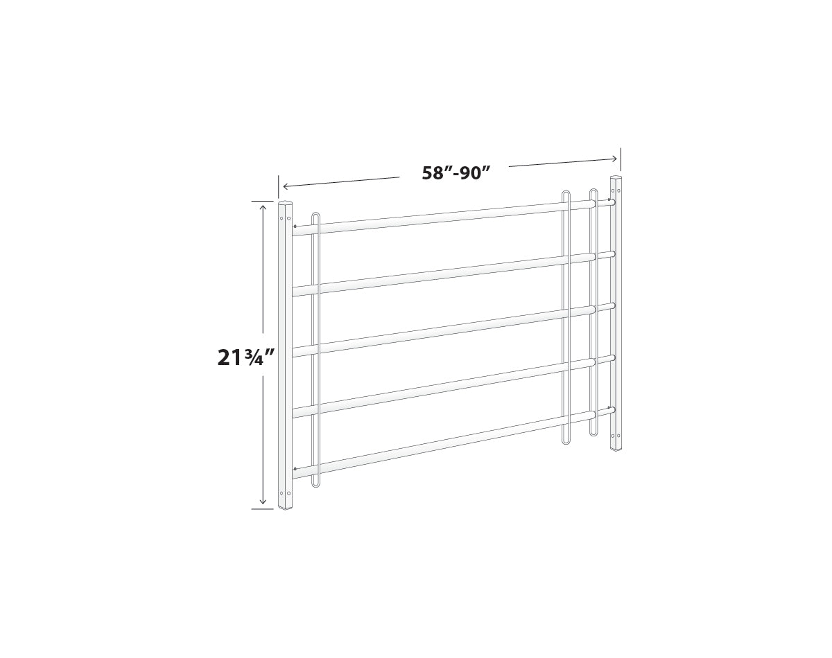 Black Adjustable Window Guards 58"-90" 5-Bar