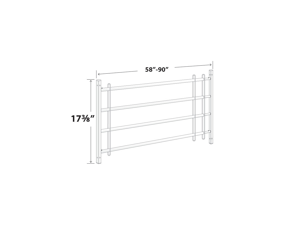 Black Adjustable Window Guards 58"-90" 4-Bar